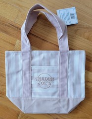 Trader Joe’s Striped Mini Canvas Tote Bag Tan 11x6x13 in Cotton/Polyester