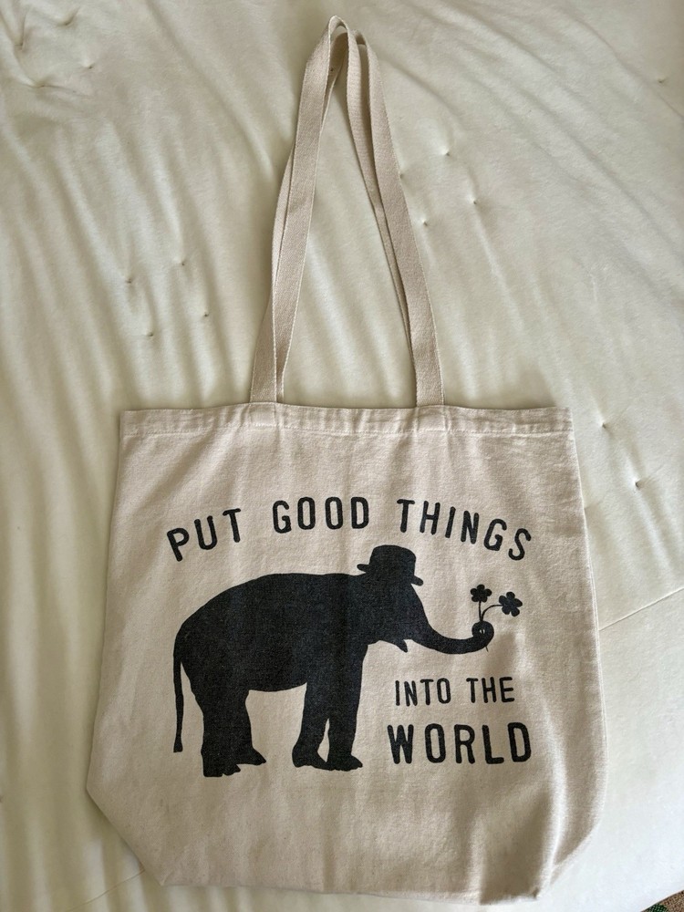 Sugar Boo Designs Canvas Foldable Reusable Shopping Bag Elephant Animal Print