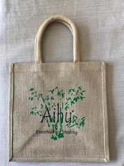 Reusuable Burlap Bag Aihu Essential for Healing 12 x 12 X 8