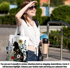 Mystic Sun Moon Tote Bag Reusable Grocery Weekender Cat Lover Gift Cottagecore