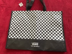 NEW Vans Off The Wall Checks Reusable Black & White Shopping Bag 13H x 18″L