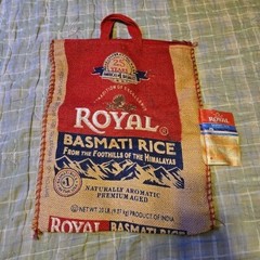Royal Basmati Rice 20 lb Burlap Bag Sack Handles Zipper Empty Shopping