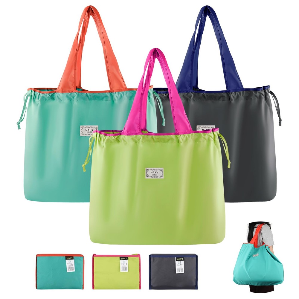 Large Reusable Foldable Shopping Bags 21×16.5×4.3 Inch Grocery Tote Heavy Duty