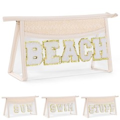 Etercycle Boho Patch BEACH Makeup Bag, Clear PVC 9.8*5.7*2.7 inches,
