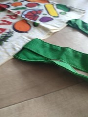 Trader Joe’s Vintage Vegetable Print Canvas Tote Bag Green Handles Grocery Bag