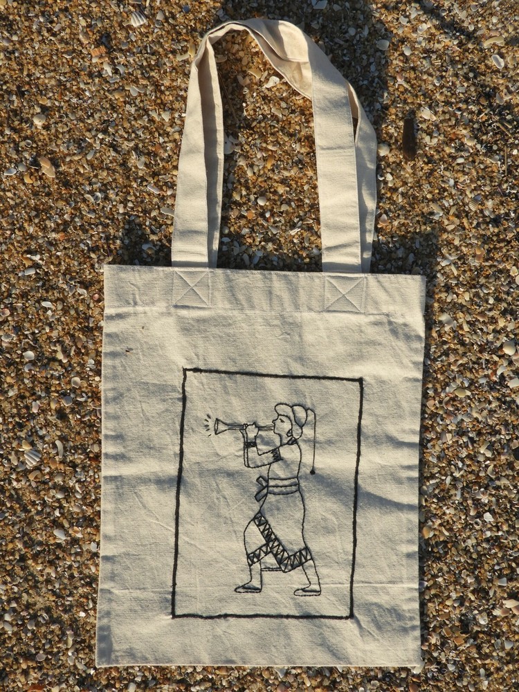 Hand Embroidery Cotton Reusable Shopping Foldable Eco Beach Travel Book Tote Bag