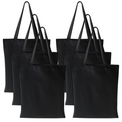6 PCS Canvas Tote Bag, 14×16 Inches Reusable Cotton Tote Bags with Handles, H…
