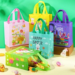 40 Pieces Easter Tote Bags with Handles Bunny Non Woven Bags Reusable Easter …