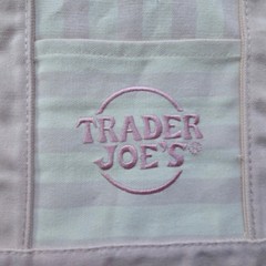 Trader Joe’s MINI Canvas Reusable Bag, with Off White or Tan, LIGHT PINK STRIPES