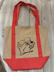 Brand New W Tags Buc-ees Mini Tote Bag Beige & Red 12×12.5