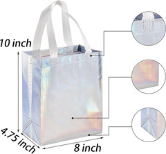 40 Pack 10 X 8 Inch Glossy Reusable Grocery Bags, Non-Woven Tote Shopping Bags w