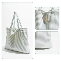 solid color, cotton striped reusable grocery handbag, large size, suitable fo…