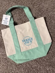Trader Joe’s Mini Pastel Canvas Tote Bag Foldable Canvas Mint Green Beige Small