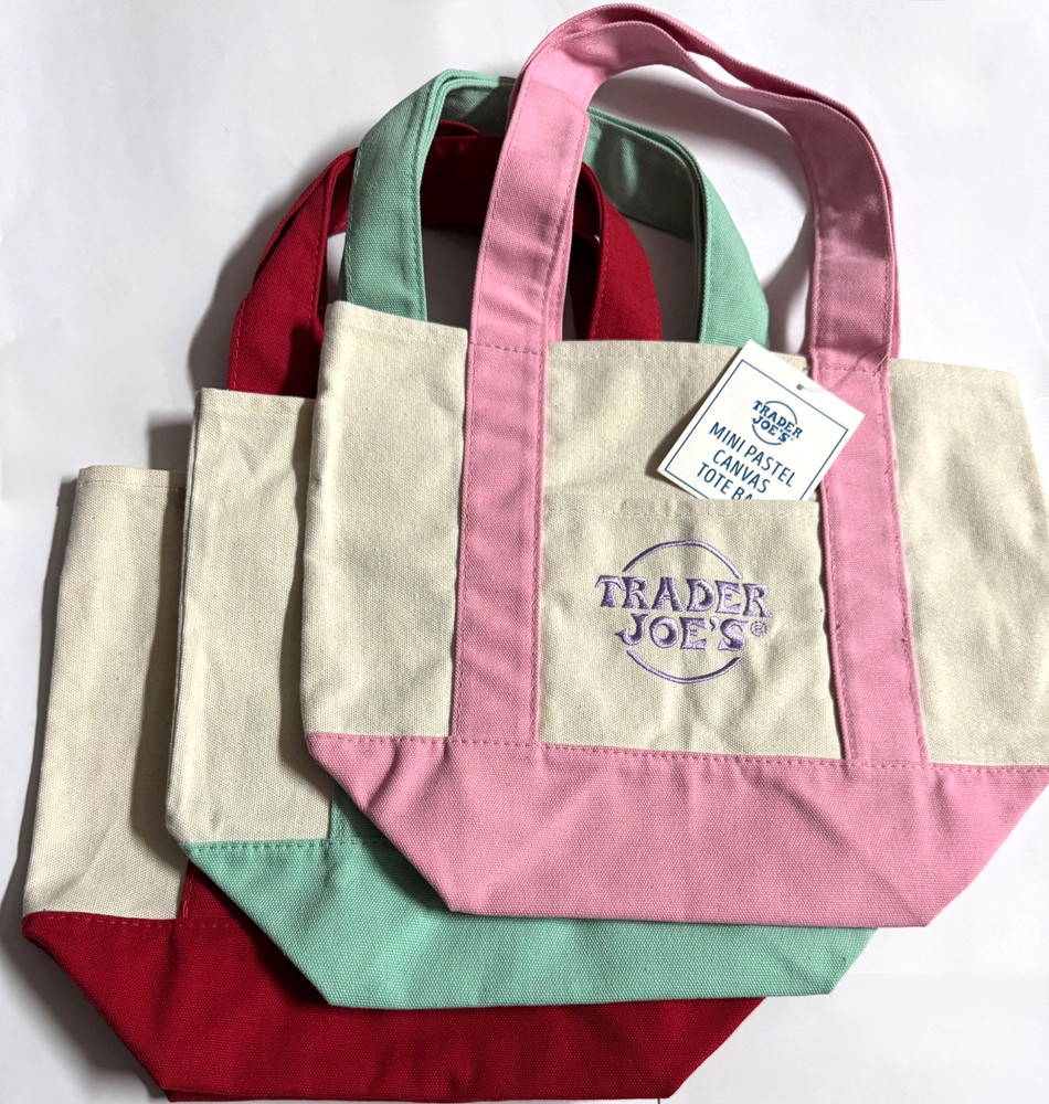 ✳️ Trader Joe’s foldable Mini Size Canvas Tote Bags pretty Total 3sets + 1 free