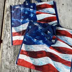 NEW Lot 2 XL TJX USA 🇺🇸 FLAG Patriotic Shopping Gift Bags
