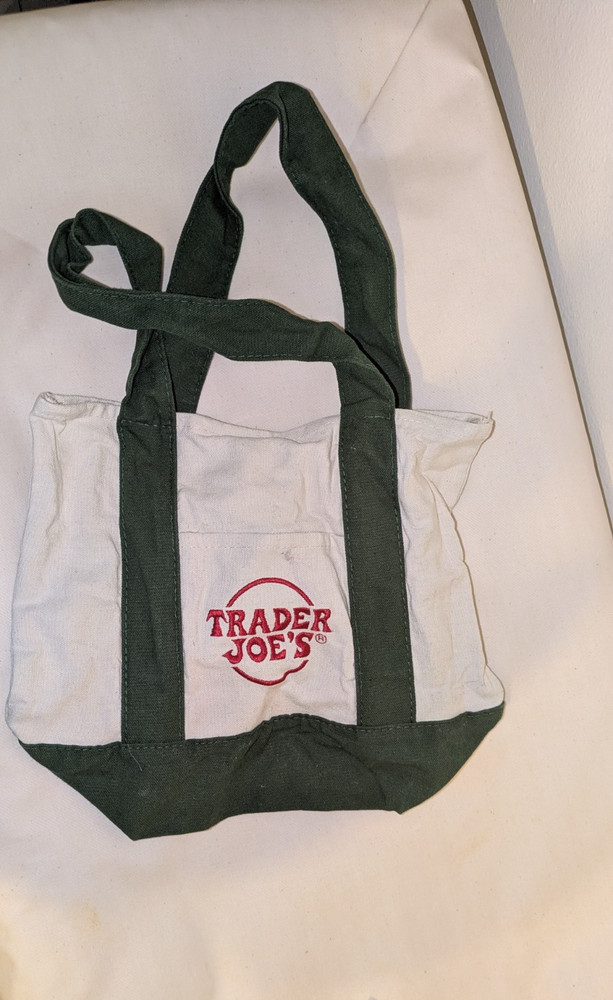 Small Canvas tri-color Trader Joes bag (Green, white and red)