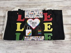 Two Pack White Black Canvas Tote Bags Love Pride Rainbow New In Package