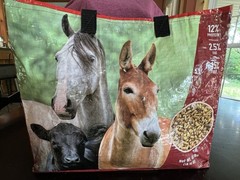 Handmade Reusable Shopping Bag lined Animal Print Foldable Horse, Mule, Cow