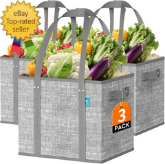 Reusable Grocery Bags Large Foldable Shopping Tote Bags with Reinforced Handles