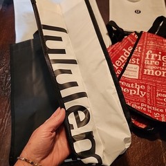 Lot of 8 Lululemon Shopping Bags Small Medium Large Totes Black White Red