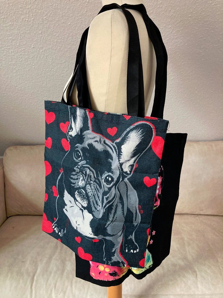 2 Funny Shopping Bags French Bulldog 37X42Cm Multicolored French Bully