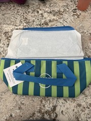 NEW! Trader Joe’s Mini Insulated Tote Bag 1.5 Gallons Striped Blue/Green NWT