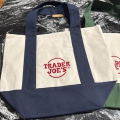 NWT Trader Joes – Three Mini Canvas Tote Bags – Green Blue And Red