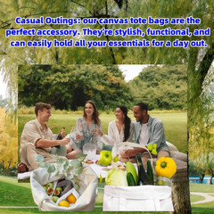 White Canvas Tote Bag,Lightweight Reusable Grocery Bags – Spacious & Lightweight