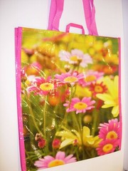 NEW Reusable Shopping Grocery Eco Tote Bag TRAVEL BEACH HOT PINK DAISY 15X13X8