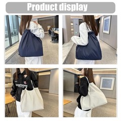 2PC Foldable Reusable Shopping Bag 210D Nylon Waterproof Grocery Tote Drawstring