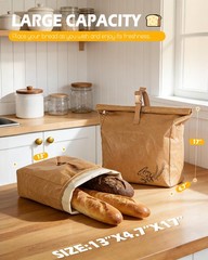 Marscamd Large Reusable Bread Bags for Homemade 13″ x 4.7″ x 17″, Brown