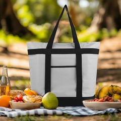 2PK Reusable Grocery Tote Bags Insulated Cooler Shopping Bag Grey Universal