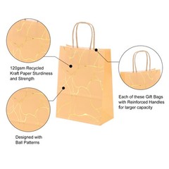 24Pcs Kraft Gift Bags with Handles Bulk, Gold Marble Party Favor Bags