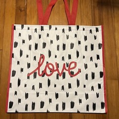Reusable Shopping Bag Valentines Day ❤️ LOVE Spell out Homegoods Gift BLK&WHITE