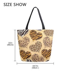Leopard Giraffe Zebra Print Canvas Tote Bag Large Women Casual Shoulder Bag H…