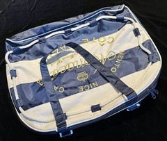 Cannes French Riviera Tote Beach Bag Large Blue & White Waterproof w/ Zippers