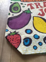 Trader Joe’s Vintage Vegetable Print Canvas Tote Bag Green Handles Grocery Bag
