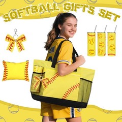 Patelai 4 Pcs Softball Gifts Set 17.72″ x 13.39″ x 5.91″, Yellow