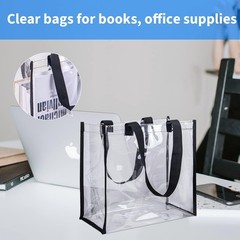 6 Pack 12 X 12 X 6 Inch Clear Tote Bags Pvc Plastic Tote Bag With Handles Bulk S