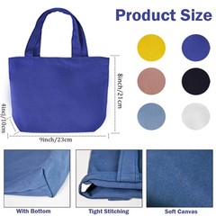 Pertion 6 Pack Small Canvas Tote Bags, Cute Bags with Handles Reusable Sturdy…