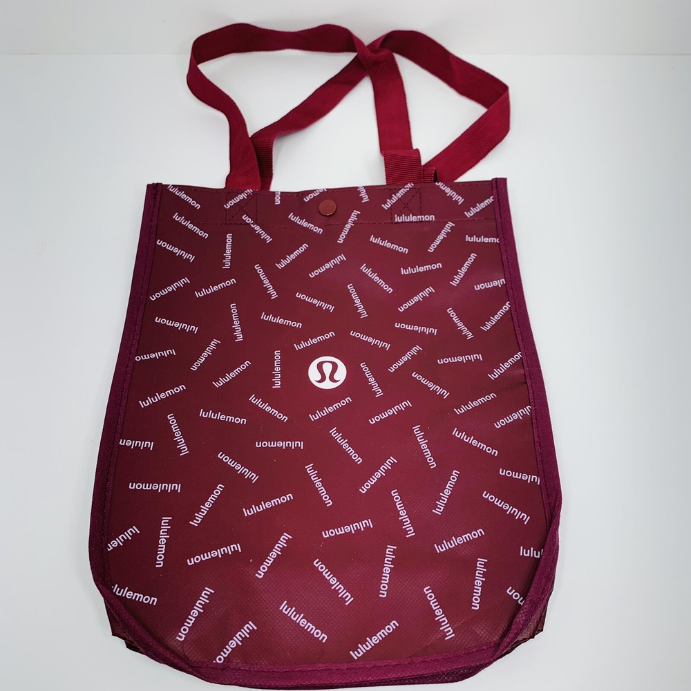 LULULEMON Burgundy Holiday GRAPHIC LOGO Reusable Shopping Large 12”x 9”x 4”