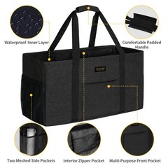 Extra Large Utility Tote Bag, Stand Up Utility Tote with Metal Wire Frame & H…