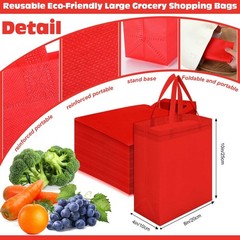 50 PCS Red Non Woven Reusable Grocery Tote Bag With Handle 8x4x10 Inch