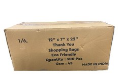 Demaya 1/6 12x7x22 Reusable Non Woven Fabric TShirt Grocery Bags Thank You 300CT