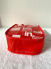NEW Lululemon Logo Reusable Shopping Bag 12″ X 9″ w/Red Handles Easy to Clean
