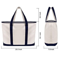 25″ Extra Large Canvas Tote Bag Heavy Duty Roomy Zipper Grocery Shopping Carr…