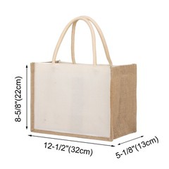 6 PCS Cotton Canvas Tote Bags with Burlap Sides, Reusable Grocery Shopping Bag