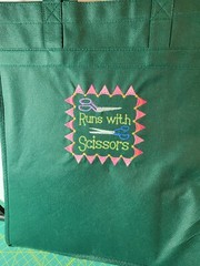 Shopping Bag – Green – Embroidered Sewing Theme
