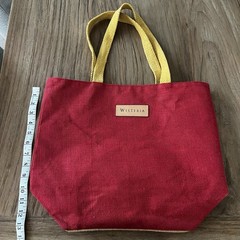 WISTERIA Burlap Lined Jute Raffia Medium 16” Reusable Shopping Tote Bag Red