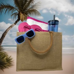 XL Jute Burlap Tote Bag with Handles (15×12.5) Gift DIY Art Blank Beach